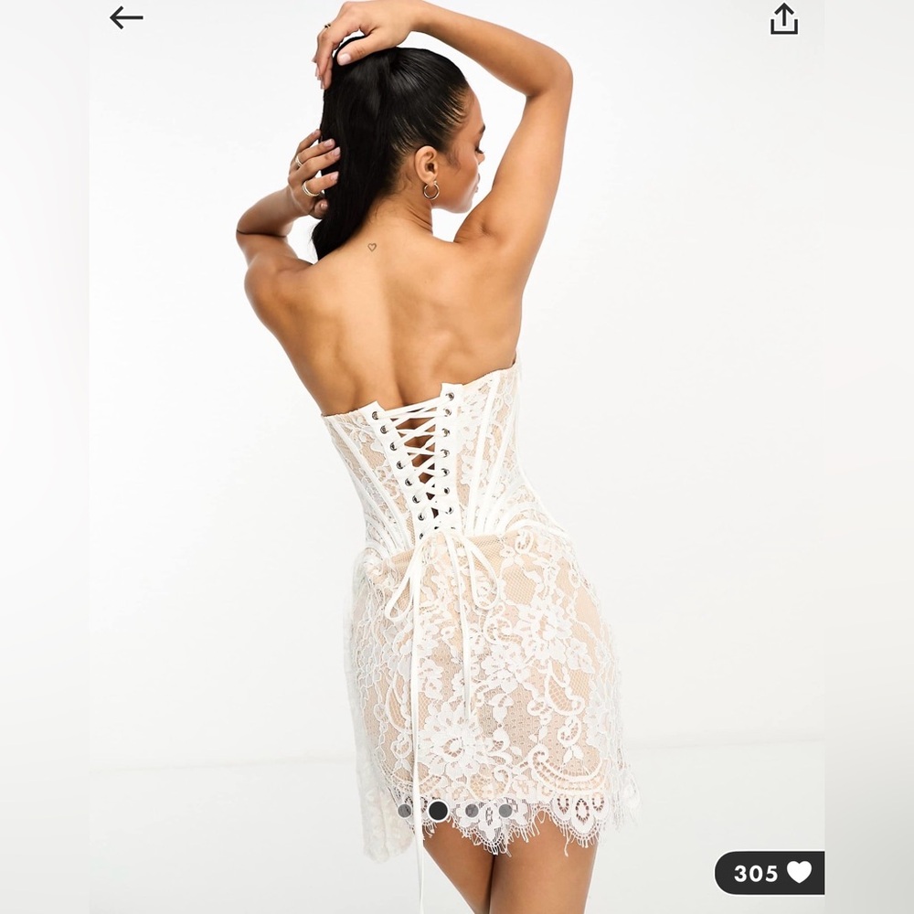 Heiress Lace Corset Mini Dress in Ivory - Picture 3 of 4